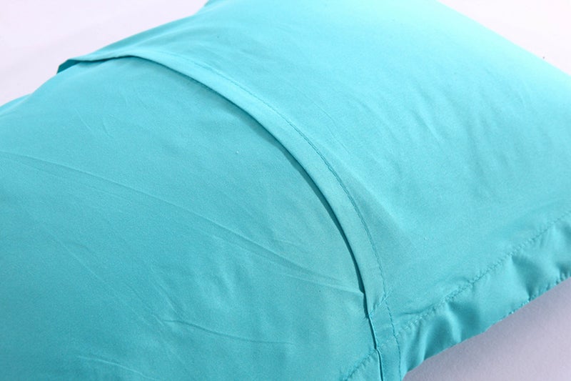 MarCielo 2-Piece Embroidered Pillow Shams, Decorative Microfiber Pillow Covers Set Standard Size Turquoise - Image 5